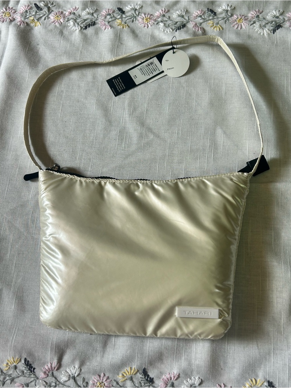 Tahari Ivory Padded Shoulder Bag NWT
